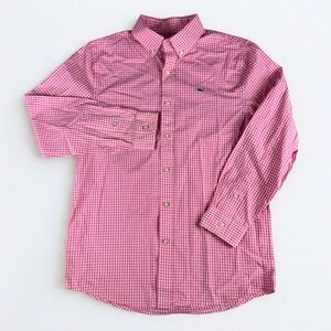 Vineyard Vines Whale Shirt Kids M 12-14 Pink Gingham Button Down Preppy Easter